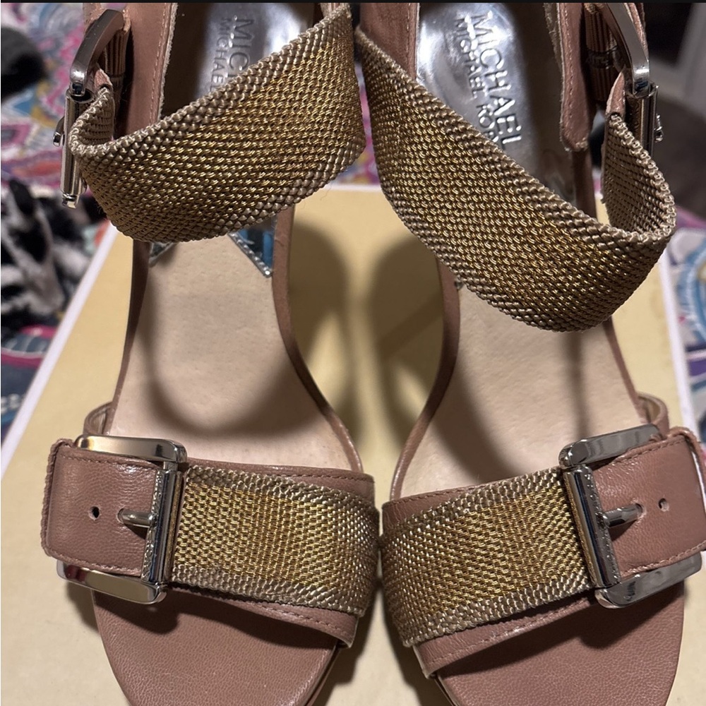 Michael Kors Gold and Tan Women's Sandals